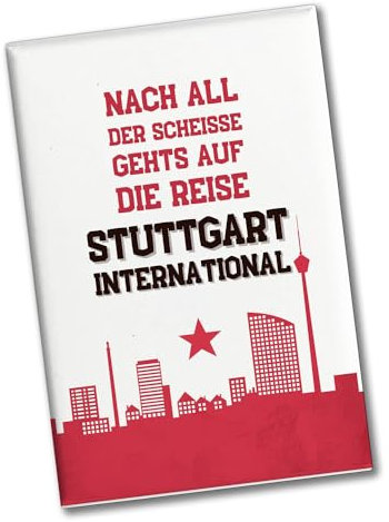 Stuttgart Europapokal Souvenir Magnet eckig mit Spruch Stuttgart International Stuttgart-Fan Must-Have für Cannstatter Kurve Fan-Gesang Bad Cannstatt Fans