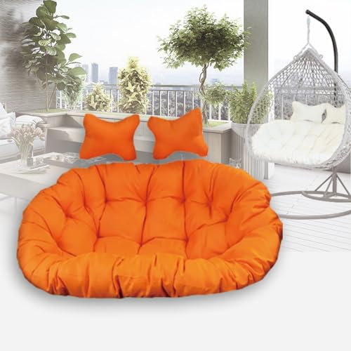 MIAOMI Hängesessel Kissen, Eierstuhlkissen Doppel Hängesesselkissen Dicker Schaukelsitzkissen Lounge Hängekorb Schaukel Kissen für Garten Außenbereich Innenbereich(Orange)