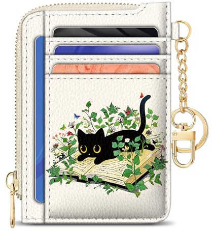 GIANCOMICS Slim Wallet Women, Credit Card Holder, Small Rfid Black Cat Case