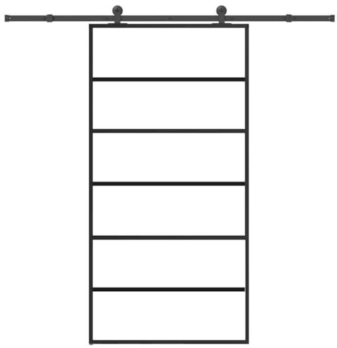 vidaXL Porte coulissante et quincaillerie ESG Verre et Aluminium, Porte coulissante sur Rail, Porte coulissante intérieure, Porte coulissante de Salle de Bain