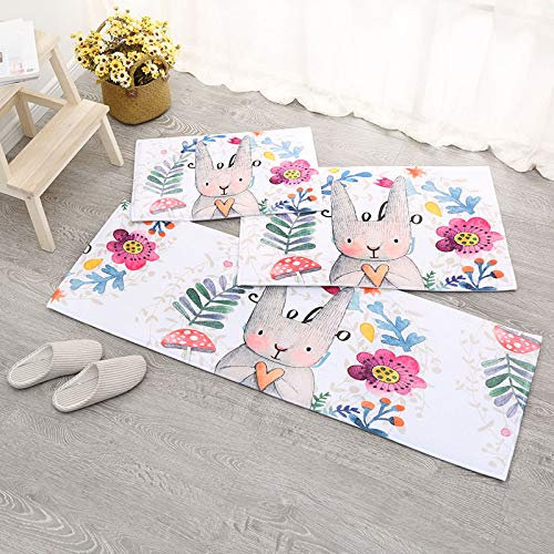 Küchenteppich Niedliche Katze Küchenläufer,Teppich Für Küchenteppich Waschbar rutschfest, Fussmatte Aussenküchenfußmatten Mikrofaser Teppiche Set Einfacher Stil 40X60