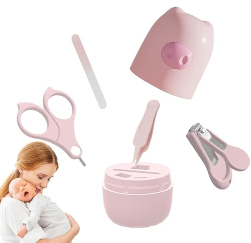 Baby Nail Clippers Set, Baby Clippers Nail Set, Söt tecknad baby nageltrimmer, Mödrar tillbehör med förvaringsbox, babymanikyrsats och pedikyrsats, babynagelfil och pincett