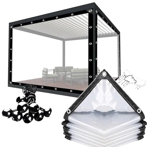 20x30 FT,Clear Tarp Waterproof 0.18mm Poly Tarpaulin Outdoor Garden Rainproof Covering,for Winter Greenhouse Patio Enclosure Chicken Coop Window