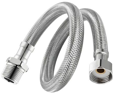 NIYATA 60cm Flexible Tap Hose,304 Stainless Steel Braided Hose for Kitchen Tap,Shower,and Bathroom Faucet,Universal 1/2 Connector,Durable and Rust-Proof