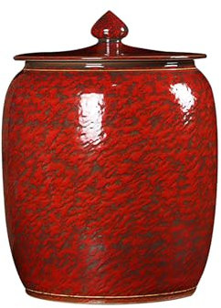 Ceramic Rice Jar With Lid, Sugar Porcelain Bottle, Chinese Style Food Storage Jars, Ceramic Soybeans Container, 25kg Oatmeal Dispenser, Ceramic Rice Cylinder, Ceramic Flour Dispenser, 15kg(G,Capacity