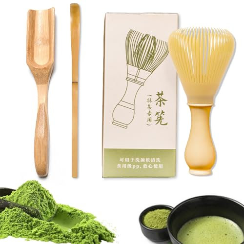 3 Pcs Matcha Whisk Set, Resin Matcha Brush (Chasen), Bamboo Matcha Spoon, Perfect for Matcha Latte & Traditional Ceremonies| Traditional Matcha Ceremony Gift Set, New Year Gift Starter Set