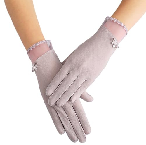 OTKARXUS Women Summer Sun Protection Gloves,1 Pair Ice Silk Lace Non Slip Driving Gloves,Full Finger Touchscreen Sunblock Gloves Mittens for Riding Cycling Hiking Fishing Outdoor Activities