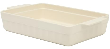 Martha Stewart Broadbrook Ceramic Bakeware, 13x9 Inch Rectangular Baking Dish with Handles, Cream Glazed Stoneware for Casseroles, Lasagna, Roasts & Desserts, Oven & Dishwasher Safe