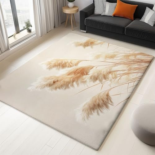Tappeto da camera da letto Beige Chiaro, Moquette interna di facile manutenzione, Canne Surrealiste Tappeto lavabile per interni - per decorare la cameretta dei bambini 120 x 180 cm