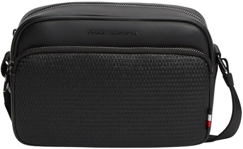 Tommy Hilfiger Herren Crossbody Bag Tasche Woven Camera Bag mit gewebtem Einsatz, Schwarz (Black), Einheitsgröße