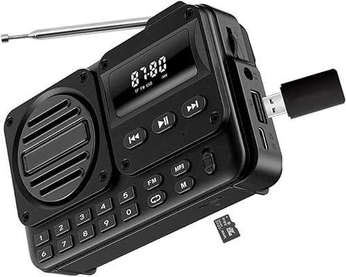 Portable FM Radio, Wireless Speaker, Music Player, Build-in Rechargeable Battery Operated Radio, Nostalgic Transistor Radios with Headphone Jack, Novelty Gifts for Seniors Elderly Kids