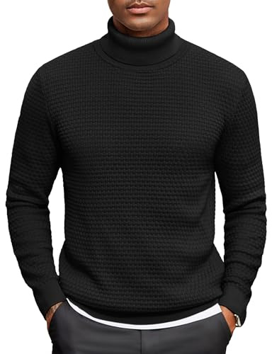 COOFANDY Mens Turtle Neck Jumper Knitted Sweater | Causal Roll Neck Sweatshirts for Men uk Winter Pullover