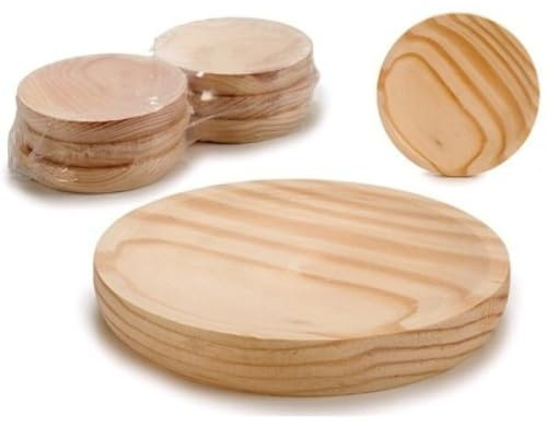 pcmoviles Pack de 6 Platos para pulpo de Madera - Ideal para comer pulpo a la gallega - Uso profesional y doméstico - Ø 16 cm