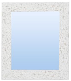 Espejo de Pared a Medida Personalizada hasta 200cm con Marco blanco relieve grabado de 8,5cm de Ancho Ref. 2827-029 para Entrada, salón, habitación, baño o despacho. Medida Exterior del Marco