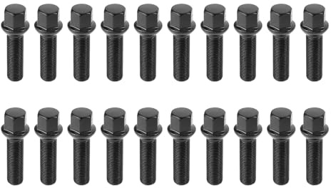 20PCS Alloy Wheel Nuts M14 X 1.5 17mm Hex for Mercedes Viano Vito Tapered Seat Black Wheel Locking Lug Nuts Bolts Replacement