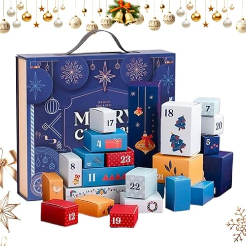 Scatola Calendario 'Avvento | Calendario 'Avvento Vuoto 24 Giorni Da Riempire,Contenitore Snack Multifunzionale Decorativo Per Soggiorno E Camera Da Letto