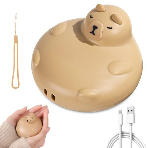 HOVCEH Handwärmer Elektrisch, Handwärmer USB Aufladbar, 1200mAh Elektrische Taschenwärmer mit 3 Wärmestufen, Tragbare Capybara Hand wärmer Wiederverwendbar Elektrisch für Frauen Kinder