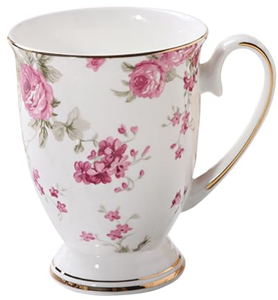 Keramisk temugg, blommig keramisk tekopp 300 ml, färg och mönster kaffemuggar, diskmaskinssäker för, kafé