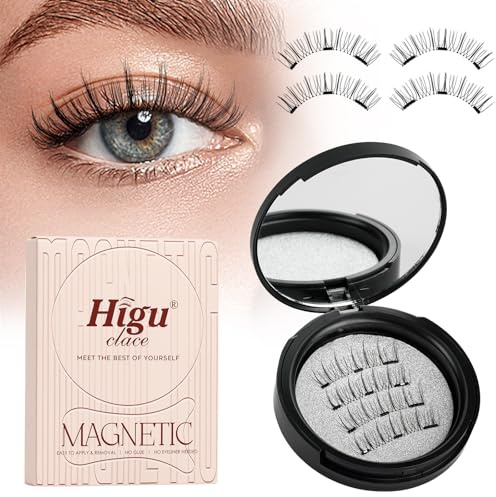 Higu clace Magnetische Wimpern,Magnet Wimpern Ohne Eyeliner,Magnetische Wimpern mit Applikator,Wimpern Magnetisch Natürlicher Look,Kein Kleber erforderlich Wimpern Magnetic(BLACK-A)