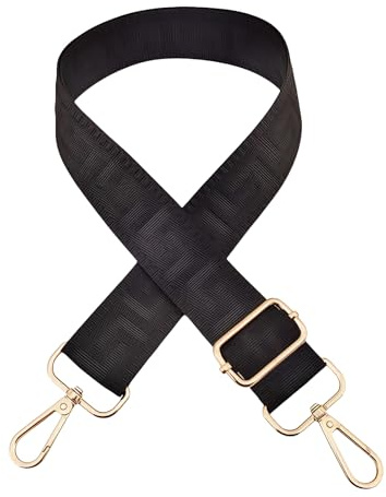 RDTOK 3.8cm Breiter Ersatzriemen Taschengurt Schwarz, Verstellbar Taschengurte zum Wechseln mit Karabiner, Damen Schultergurt für Taschen, Handtasche, Umhängetasche, Rutschfester Komfortgurt