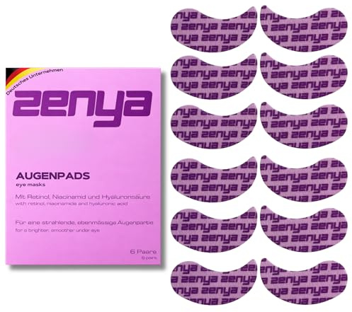 Zenya Retinol ögonkuddar hydrogel med omedelbar effekt (6 x 2 st.) - Ögonlappar, ögonkuddar mot ögonringar, rynkor och linjer, med niacinamid och hyaluron, utjämning och åtstramande, vegansk