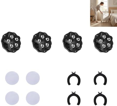 4 Ruedas Autoadhesivas Para Muebles, Con 5 Bolas De Acero Y Freno, Ruedas De 360 Grados, Para Muebles, Utensilios De Cocina, Electrodomésticos, Cajas, Capacidad De Carga De 150 Kg