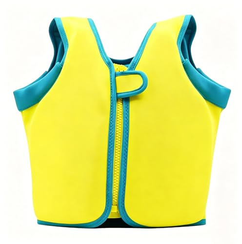 Flugfiskeväst för Barn, Mjukt Andningsbart Tyg med Blixtlås för Strand och Rafting i Friluftslivet Utflykter Uteaktiviteter(Yellow,M (3-4 Years))