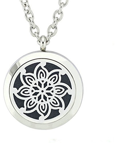 JOYMIAO Donne Motivo floreale Olio Profumato Diffusore Ciondolo Chirurgiche in Acciaio inox Collana per con 8 Tonalità - Idee Regalo Donna
