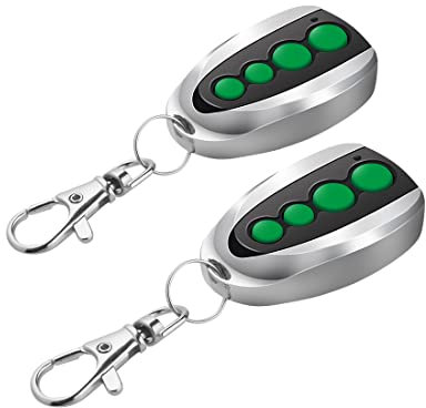 TOPENS M12 Remote Control Key Fobs for Automatic Swing Sliding Gate Opener Garage Door Opener 4-Button Wireless Transmitter 2-Pack Security Gate Controller with Keychain