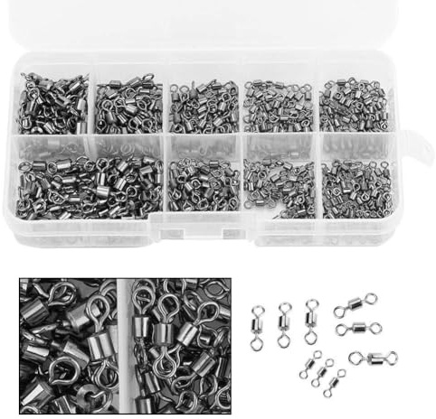 Alomejor Yanmeer 210Pcs/Boîte Emerillons Rolling de Pêche avec Anneaux Solides en Acier Inoxydable - Ultra Solides