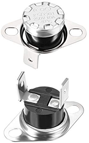 sourcing map 2 Stück KSD301 Thermostat 40°C/104°F 10A N.C Einstellbarer | Schnappscheiben-Temperaturschalter, Für Mikrowelle Backofen Kaffeemaschine