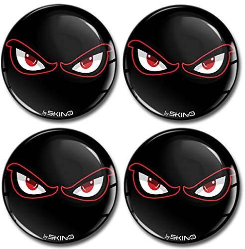 SkinoEu® 4 x 50mm 3D Silicona Adhesivo Pegatinas Stickers Universal para Tapas de Rueda de Centro Tapacubos para Coche Auto Tuning No Fear Eyes A 4050