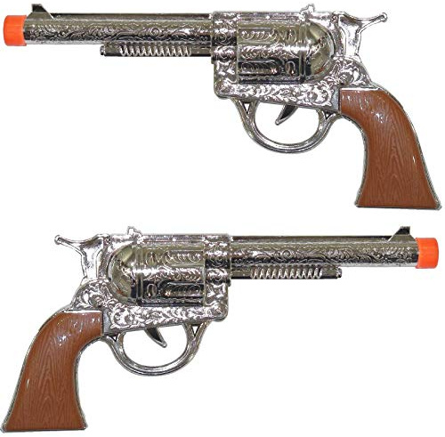 Spassprofi 2 x Cowboy Pistole, 23cm, Kunststoff, für Kostüm, Polizist, Gangster, Kinder ab 3 Jahren, Unisex