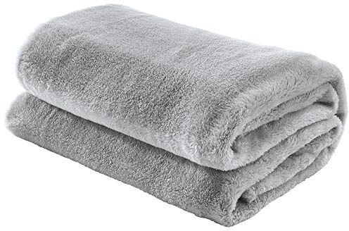 Erwin Müller Teddy-Fleece-Wohndecke Salerno, Fleece-Decke, Kuscheldecke Silbergrau Größe 150x200 cm - flauschig weich, pflegeleicht