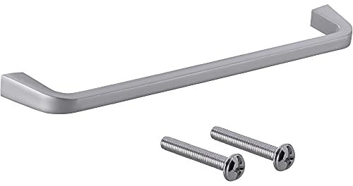 Gedotec Möbelgriff Silber matt | BA 160 mm | Bogengriff für Schubkästen | ESTE | Design-Griff für Küchen-Schubladen | Relinggriff für Schranktüren | 1 Stück - Kleiderschrankgriff zum Schrauben