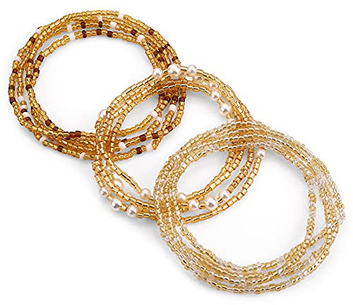 3 Stück Taillenperlen Waist Beads Taille Perlenkette Set Bunte Sommer Taillenkette Afrikanische Bauchkette Elastische Taille Perlen Körperkette Belly Waist chain Schmuck für Frauen Mädchen