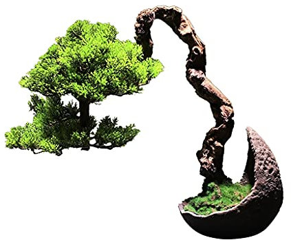 xuejuanshop Fake Plants Artificial Tree Simulation Pine Tree Green Plants Moss Micro Landscape Ornaments Zen Japanese Landscape Bonsai 14.9 Inches Artificial Bonsai