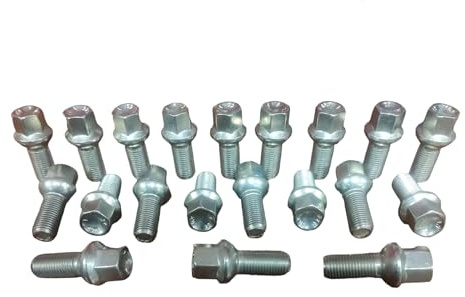 Bulloni Ruota Fissaggio Cerchi In Lega e In Ferro 20pz Acciaio Inox HEX 17 M14x1,5 R13 Compatibili con VOLKSWAGEN golf, golf sw, scirocco, polo, fox, new beetle T-ROC T-CROSS Audi Seat Skoda