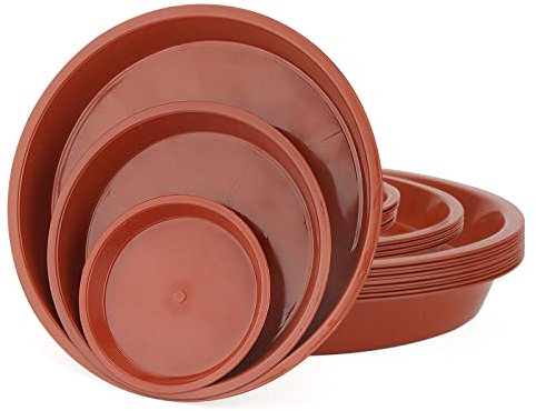 JAPCHET 30 Pack 3 Sizes Red Plant Pot Saucer Set, Plastic Plant Drip Trays, Garden Flower Pot Saucer Trays for Indoor Outdoor Garden, 12cm / 18cm / 24cm