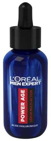 L'Oréal Men Expert - Sérum Visage Multi-Action Hydratant & Anti-Âge pour Homme - À l'Acide Hyaluronique - Pour Tous Types de Peaux - Power Age - 30 ml