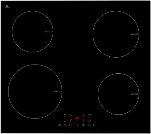 PKM IN 4 B3 G Piano cottura in vetroceramica a induzione, 4 booster | Touch Control | Timer | Funzione Stop & Go | Telaio in acciaio inox | Spegnimento automatico