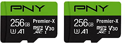 PNY Tarjeta de memoria flash microSDXC Premier-X Class 10 U3 V30 de 256 GB, paquete de 2