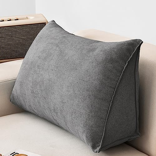 NENIUX Großes Keil-Lesekissen, Kopfteilkissen, dreieckiges Rückenkissen, Lendenwirbel-/Rückenstützkissen mit abnehmbarem Bezug für Tagesbett, Sofa, Tatami Home, 80 x 35 x 20 cm, Dunkelgrau
