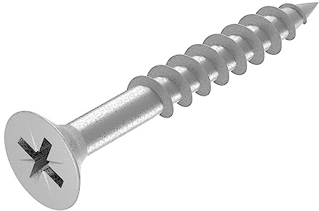 SECCARO Spanplattenschraube 5 x 40 mm, Edelstahl V2A VA A2, Holzschraube mit Teilgewinde, Kreuzschlitz/PZ, 200 Stück