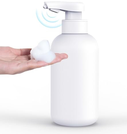 Octonyluck Seifenspender Automatisch, Berührungsloser schaumseifenspender mit Sensor Infrarot, Automatischer Seifenspender Küche und Dusche, USB Wiederaufladbar, IPX5, Weiß, 420ml