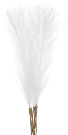 sourcing map 10Pcs 21/55cm Fluffy Faux Pampas Decor Tall Artificial Grass for Living Room Party Wall Vase Wedding Decoration,White