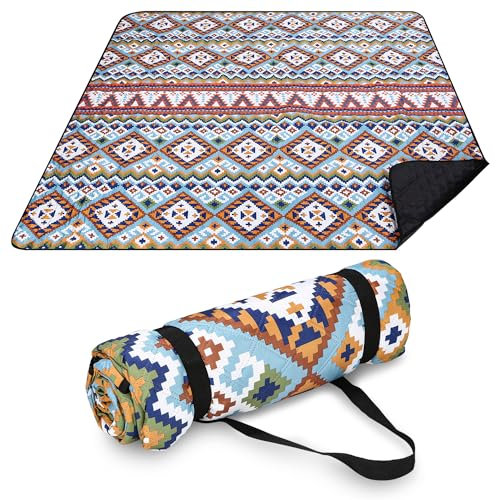 Birshe Picknickdecke Campingdecke 200x200cm, Stranddecke Wasserdicht, Decke Waschbar XXL Faltbar Strandmatte mit Tragegriff, für Outdoor, Picknick, Garten, Strand, Camping