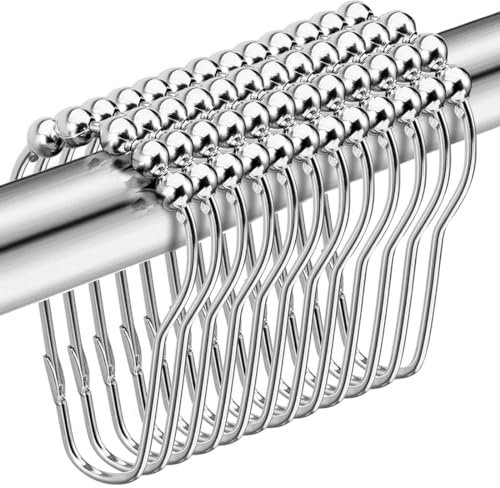 FDCGAS 12 PCS Anelli per Tenda da Doccia in Acciaio Inox con Sistema Scorrevole - Ganci per Finestra, Camera