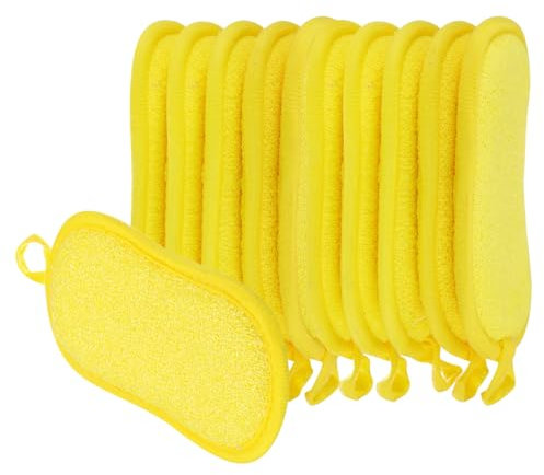 sourcing map Multipurpose Kitchen Dish Sponge Scrubber, 10 Pcs Non Scratch Microfiber Sponges Scouring Pads Sponges Scrub for Washing Dishes Cleaning Kitchen, Yellow