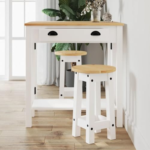 Tidyard Barhocker 2 STK. Barstühle Küchenstühle für Küche, Wohnzimmer, Esszimmer, Weiß Massivholz Kiefer